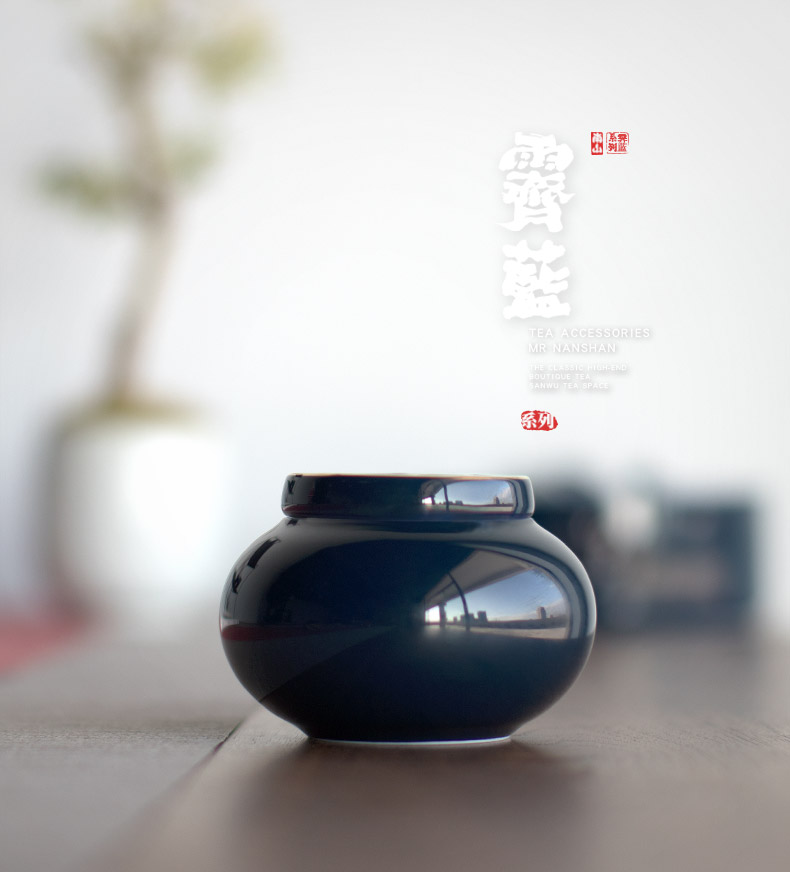 [proprietary] Mr Ji nan shan blue circular caddy fixings ceramic kung fu tea set with parts sealed as cans