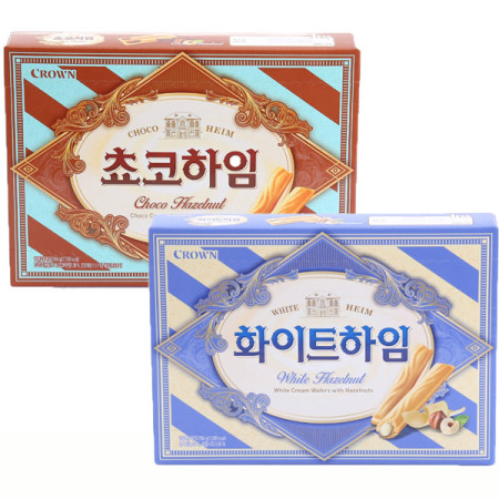 Imported snacks Korea Crowns can come to run cream Chocolate sandwich hazelnut tile biscuit 284g large box