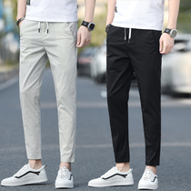 Autumn pants mens new drawstring casual pants slim feet ankle-length pants boys trend Joker 9 points pants students