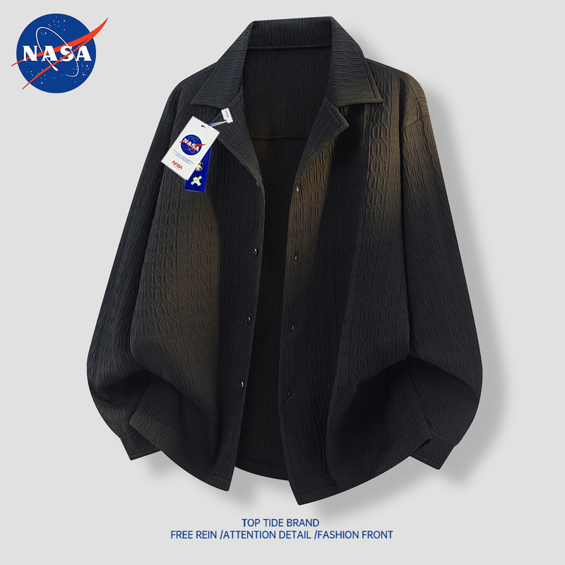 Nasa American Style Trendy Solid Color Long-Sleeve Shirt for Men, Spring and Autumn, High-End, Cool and Casual, Versatile Cardigan Shirt Jacket Nasa American Style Trendy Solid Color Long-Sleeve Shirt for Men, Spring and Autumn, High-End, Cool and Casual, Versatile Cardigan Shirt Jacket