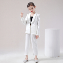 Childrens Gown Girl Suit Suit Model Fashion Walk Show Wave Personality West Suit Performance High End Play White