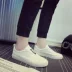Pu giày nam màu đen một bàn đạp giày mùa hè giày thấp không thấm nước giày thường thời trang giày thủy triều chàng trai hạnh phúc giày thể thao  Plimsolls