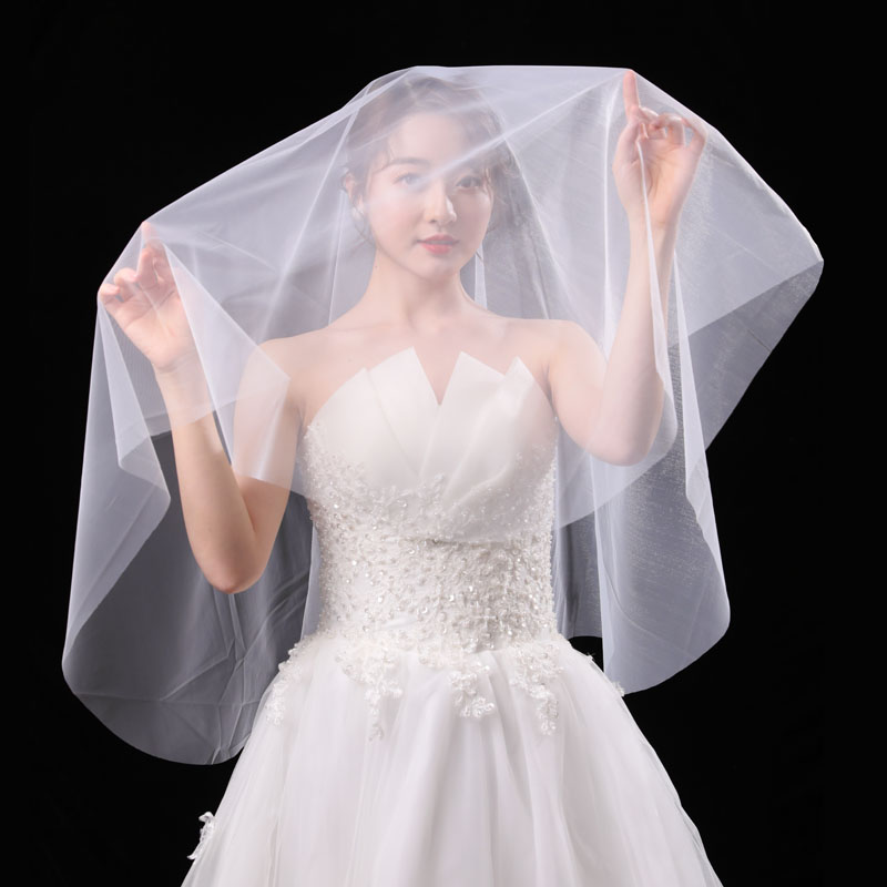 Brief Naked Veil Bride Han Style Wedding Wedding Wedding head yarn ultra-long vegetarian yarn Trailing Photography Brigades for soft yarn photo props-Taobao