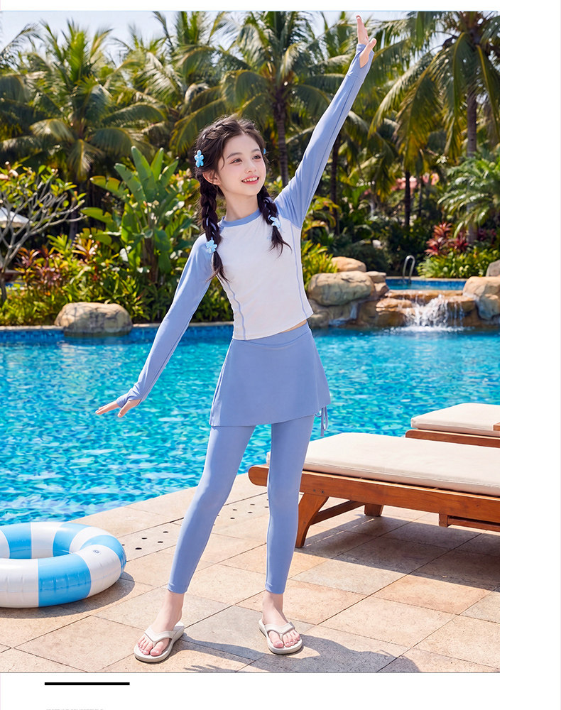 女童泳衣2026新款儿童长袖防晒泳装夏季女孩高颜值运动泳衣两件套 — 10