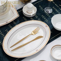 HARSIDE household bowl single dish mousse DIY European bone china tableware creative steak dish dish dish single product