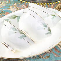 HARSIDE Jingdezhen tableware Bowl set home high-grade European simple ceramic bowl chopsticks Chopsticks combination Green