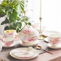 HARSIDE bone china dishes dishes tableware set household high temperature glaze Chinese style Bowl combination flowers good Moon round