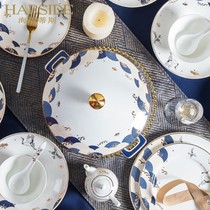  HARSIDE Jingdezhen ceramic bowl and plate combination Household Chinese light luxury bone China bowl and plate dining set Yunzhonghe