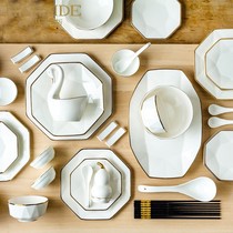  HARSIDE European-style bone China tableware dish set Household creative ceramic phnom penh bowl dish noodle dish Loose diy