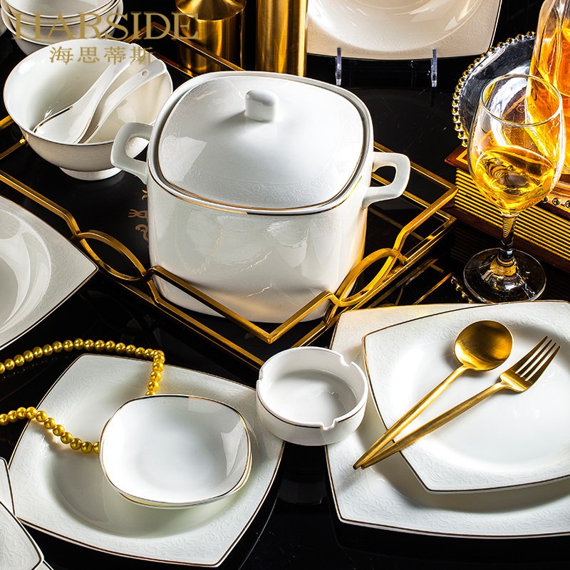 HARSIDE Jingdezhen bone china single-product tableware spare parts household European-style simple dishes set plate free collocation