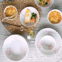  HARSIDE ceramic dishes and dishes set household simple personality Japanese tableware dishes and dishes combination between cherry blossoms