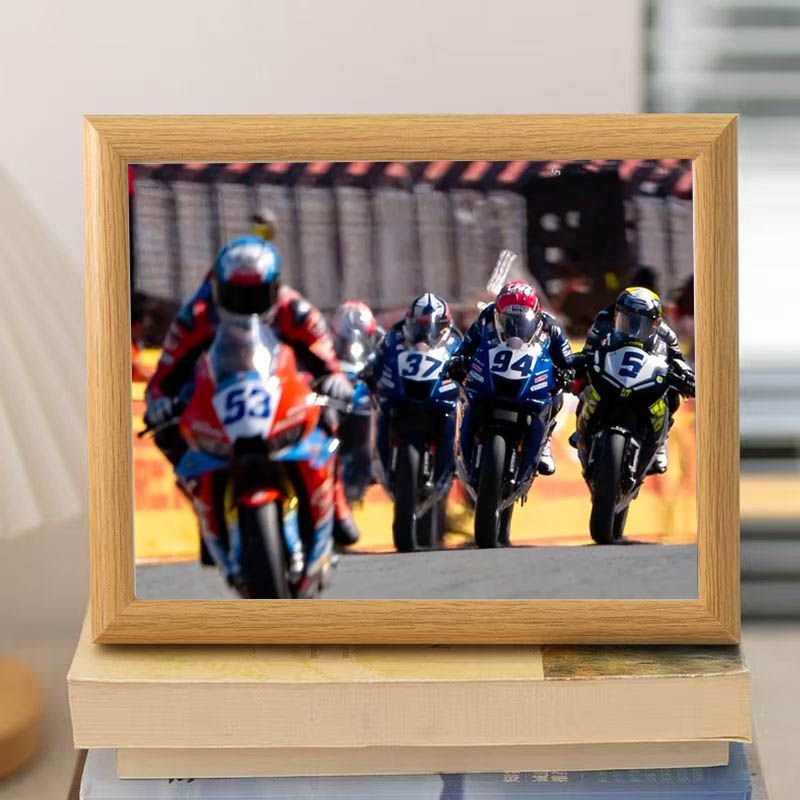 Zhang Xue's Motorcycle Victory in Wsbk, a Fearless Pursuit of Dreams, Inspirational Photo Frame, Tabletop Decoration