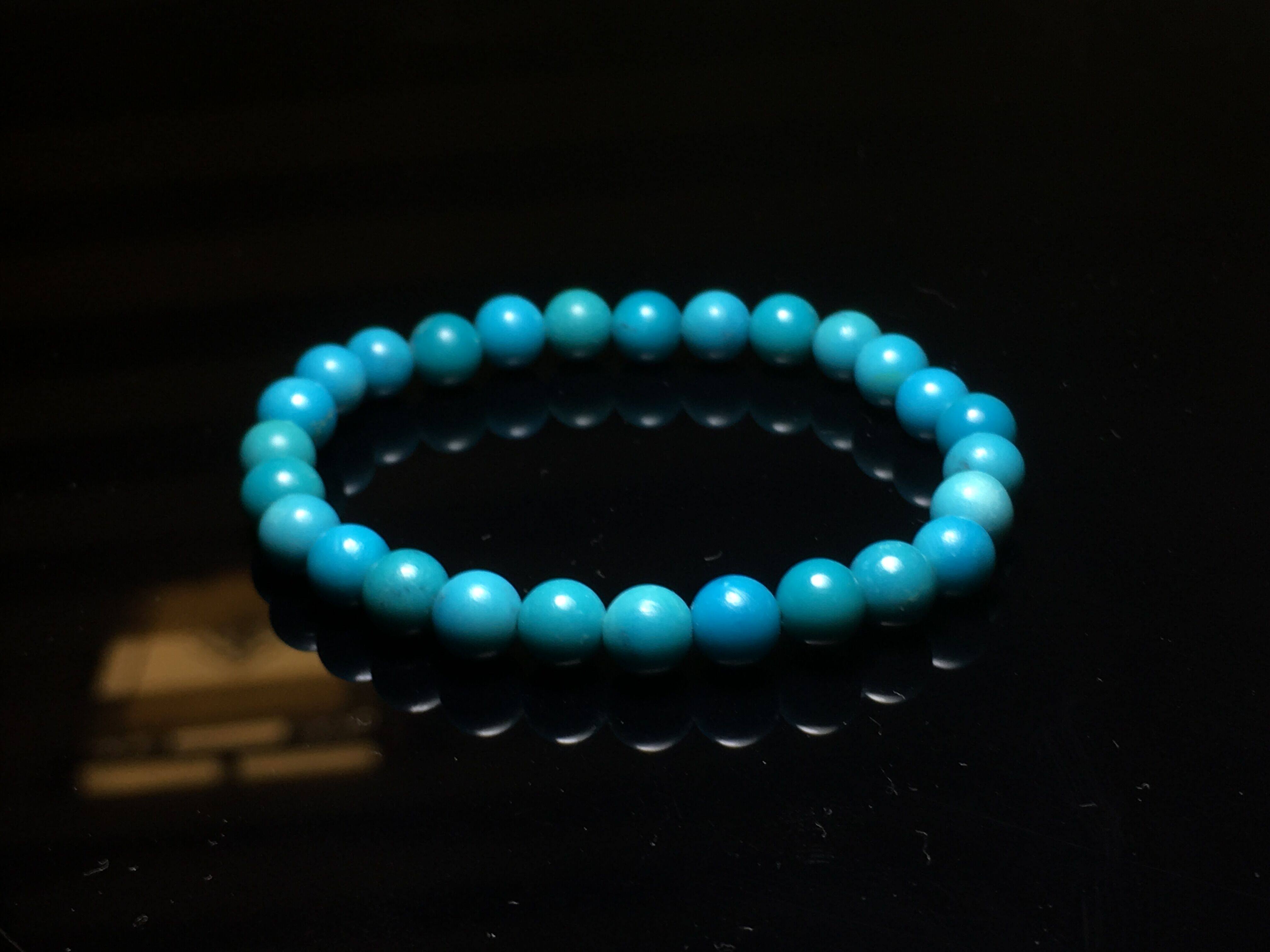 Natural raw ore high porcelain blue turquoise 6mm handmade ball bracelet handmade ornaments live link diy