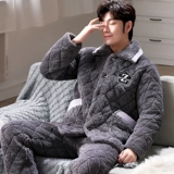 Демисезонная флисовая коралловая пижама, мужская бархатная стеганая удерживающая тепло куртка, осенний демисезонный комплект