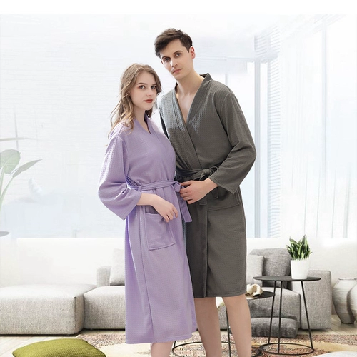 Летний тонкий длинный сексуальный банный халат для влюбленных, быстросохнущая пижама, средней длины
