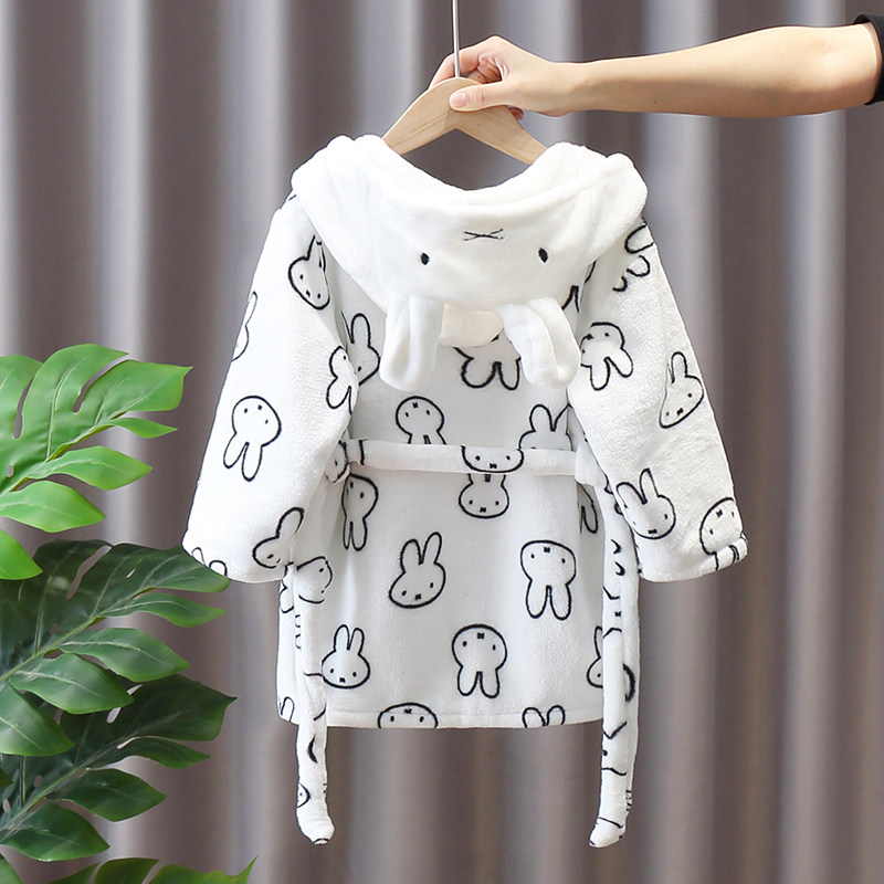 Boy Flannel Child Autumn Winter Coral Suede Thickening Pyjamas Boy Bathrobe 2-3-Year-Old Baby Sleeping Robe