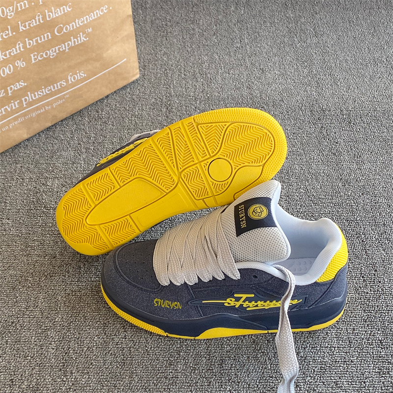 Hong Kong Style Original Dark Blue and Yellow Color-Blocked Loafers for Women ins Trendy 2026 Spring New Versatile Sports Casual Sneakers