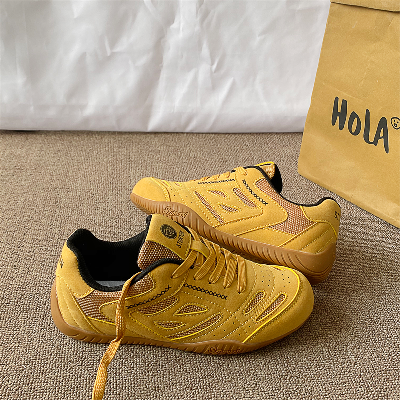 Retro Yellow Racing Moral Training Shoes for Men and Women, 2026 Spring New Style Mesh Breathable Couple Casual Board Shoes