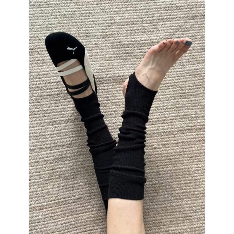 Gray Long Socks for Women, Footless Sock Covers, Thin Spring/Summer Ballet-Style Slouch Socks, Suitable for Pairing with Flats, Miu-Style Long Socks