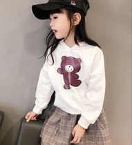 Girls 2021 thin spring and autumn new bear children's clothing vests foreign style hoodie tops bottoming casual sports cute