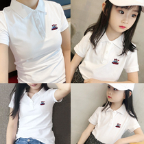 Summer mother and daughter pair POLO shirt short sleeve T-shirt collar short sleeve girls cotton Korean fashion lapel foreign style