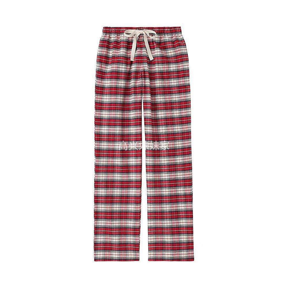 Nichi Jun Yuan Yujia Ladies Pure Cotton chải Flannel Home Pants Kiểm tra quần ngủ - Quần tây