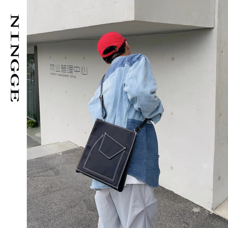 NIN Design Waterproof Nylon Ins minimalist Artistic Single Shoulder Bag for men and women Totbag Inclined Cross Book Tide Leisure Satchel-Taobao