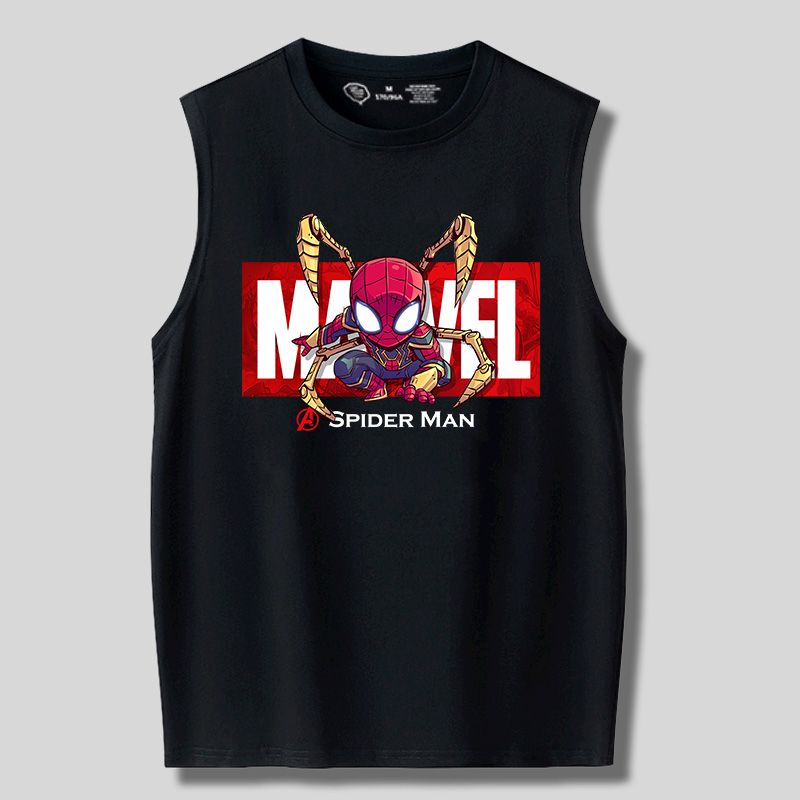 Marvel Co-Branded Sleeveless T-Shirt for Men, Summer Trendy Loose Fit Plus Size for Middle School Students, Fitness Running Sports Vest Marvel Co-Branded Sleeveless T-Shirt for Men, Summer Trendy Loose Fit Plus Size for Middle School Students, Fitness Running Sports Vest