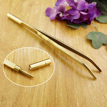 Thickened pure copper tea clip Kung Fu tea set Tea ceremony accessories with Puer tea knife dual-use teacup clip Metal tweezers