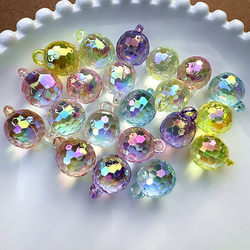 ໂປ່ງໃສ UV ສີ hanging hole multi-faceted beads acrylic bouncy beads DIY beads car hanging beads mobile phone chain jewelry hanging beads