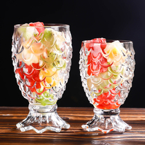 Personality juice cup glass creative cocktail cup carved pineapple styling Cup golden fish scale cup water Cup home