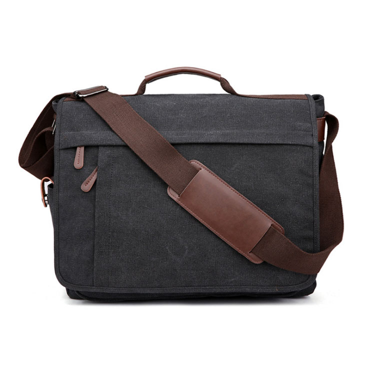 Men's canvas bag business casual shoulder bag messenger bag large-capacity computer backpack Korean version of student schoolbag tide