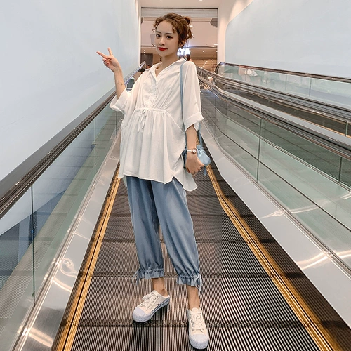 Модный комплект для беременных для выхода на улицу, весенняя летняя осенняя летняя одежда, осенние штаны