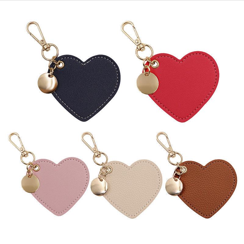 Fresh and Simple Pu Leather Heart-Shaped Keychain Women's Coin Purse Leather Heart Pendant Keychain Car Accessory Fresh and Simple Pu Leather Heart-Shaped Keychain Women's Coin Purse Leather Heart Pendant Keychain Car Accessory