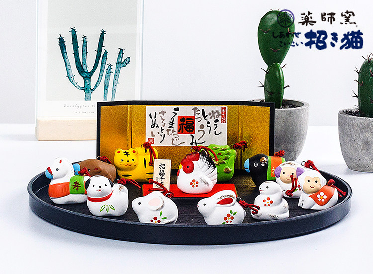 七宝焼など　金属製動物フィギュアセット 12体 Japanese Pharmacist Kiln Zodiac Pig Decoration Japanese Birthday
