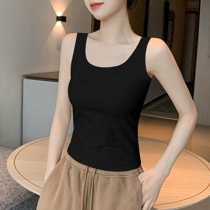 Black Camisole for Women with Built-In Bra Pads, Sleeveless Base Layer Top, Spring/Summer 2026 New Style, Bra with Beautiful Back Design, Can Be Worn Outside