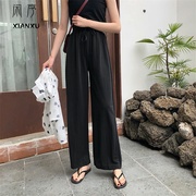 2019 Spring / Summer Big Fat Kích Mm Ngã cảm giác chân Wide Loose Girl Nằm Straight Pants Kéo quần