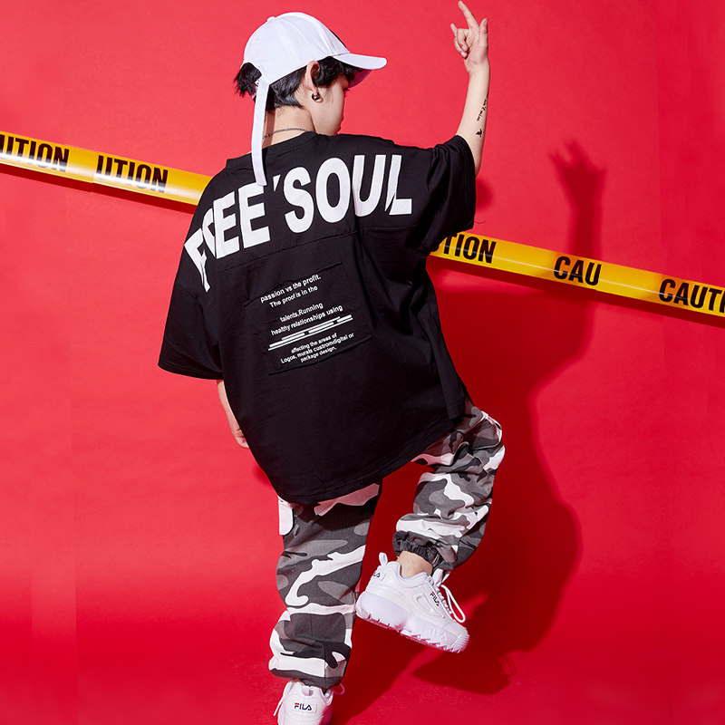 Children's camouflage hip-hop suit boy hip-hop performance costume summer toddler hiphop hip-hop camouflage pants tide