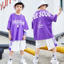 Hip Hop Children Street Dance Suit Boy Summer Han Version Short Sleeve Pants Less Pediop Boy Street Dance Clothes Tide