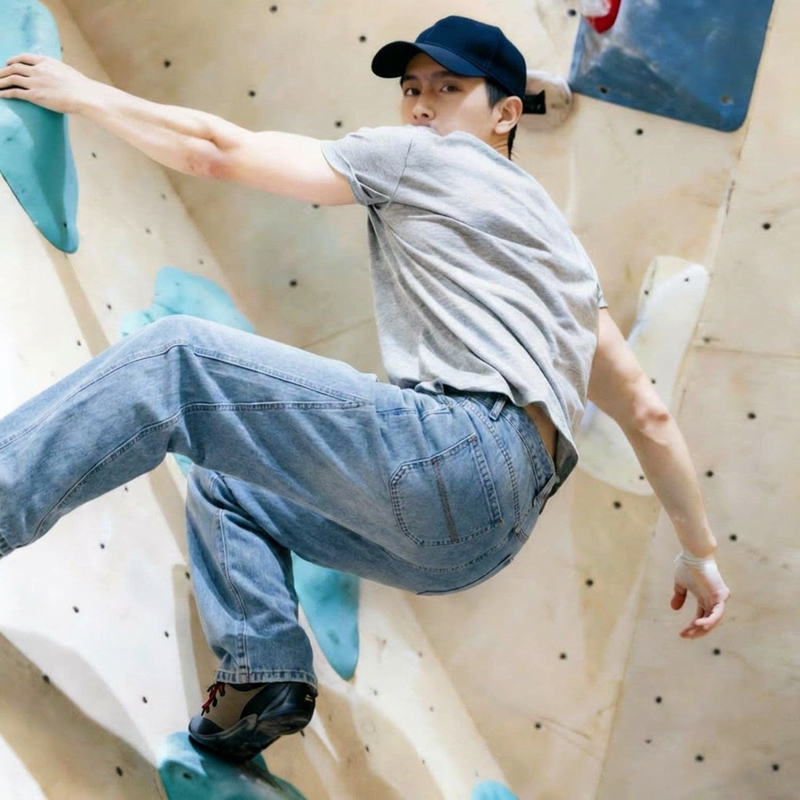 Rock Climbing Workshop Lightweight Climbing Jeans Sports Pants Casual Outdoor High-Difficulty Bouldering Straight-Leg Pants Unisex