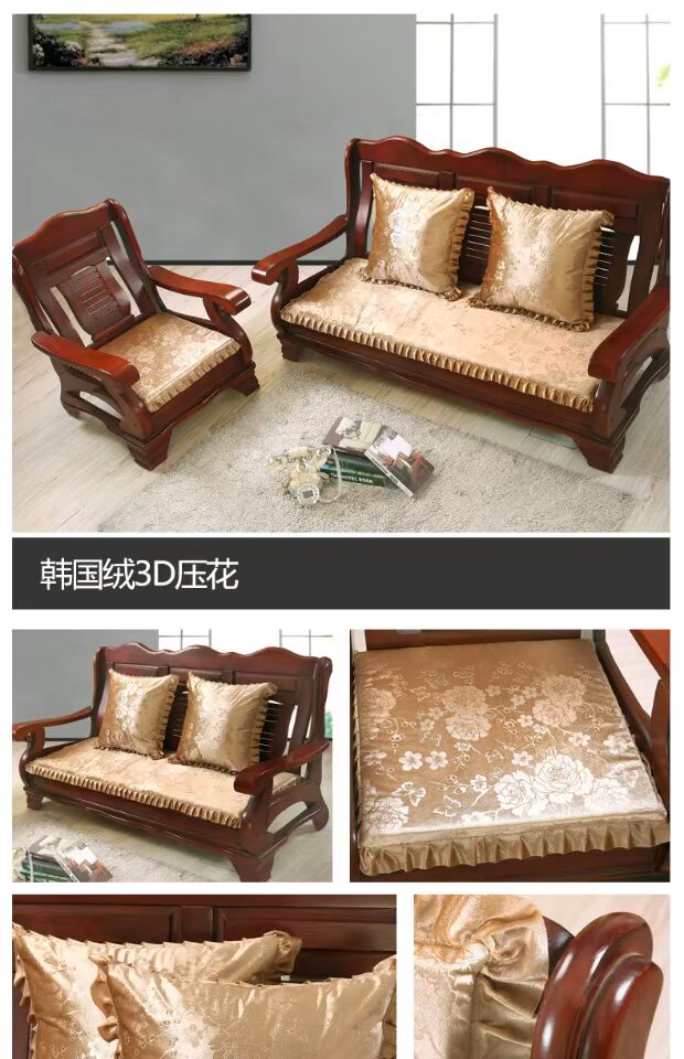 Mùa đông dày sofa gỗ đệm với tựa lưng sang trọng chống trượt băng ghế đệm gỗ gụ kết hợp đệm bọt biển nệm lót ngồi