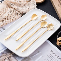 Spoon fresh creative little spoon cute petal ice cream personality dessert spoon Korean long handle set breakfast cup