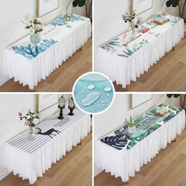 TV cabinet cover Rectangular living room Lace Nordic tablecloth Waterproof Chiffon dust cover curtain Shoe cabinet cover towel cloth art