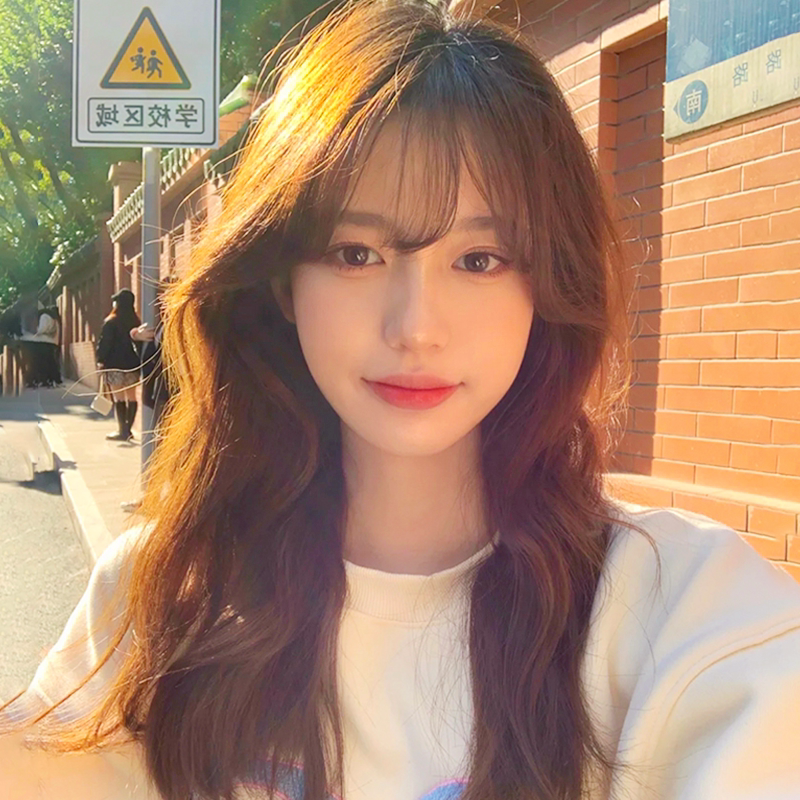 Wig woman long hair natural full head sleeve temperament mesh red large wavy long curly hair Daily Korean mid-length wig cover