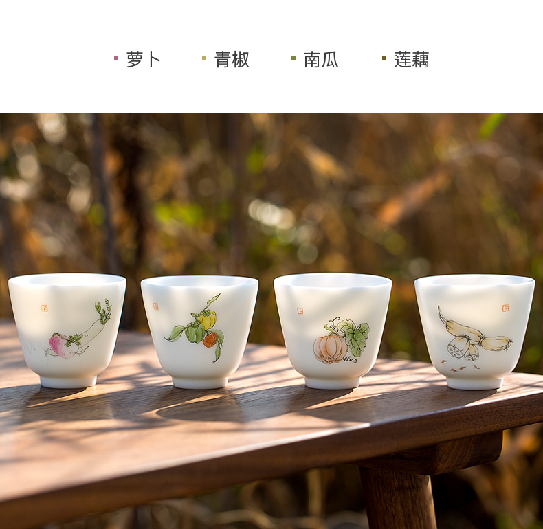 Tang dehua white porcelain cup kung fu tea cups single shed hand - made crops of ceramic sample tea cup master cup home