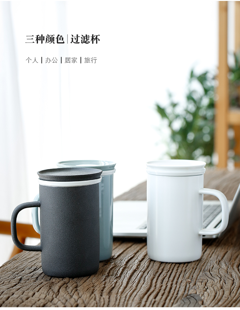 Tang shed large capacity mark cup with cover filter ceramic tea cup cup couples contracted Japanese custom office