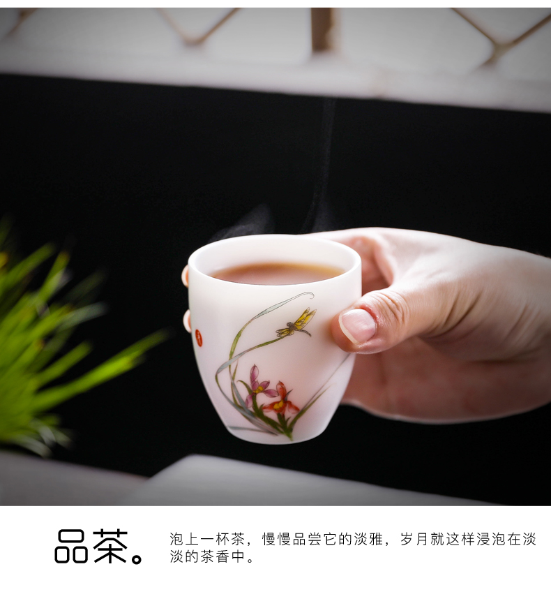 Don difference up Chinese wind master cup of dehua white porcelain ceramic cups kung fu tea large single hand tea cups of tea