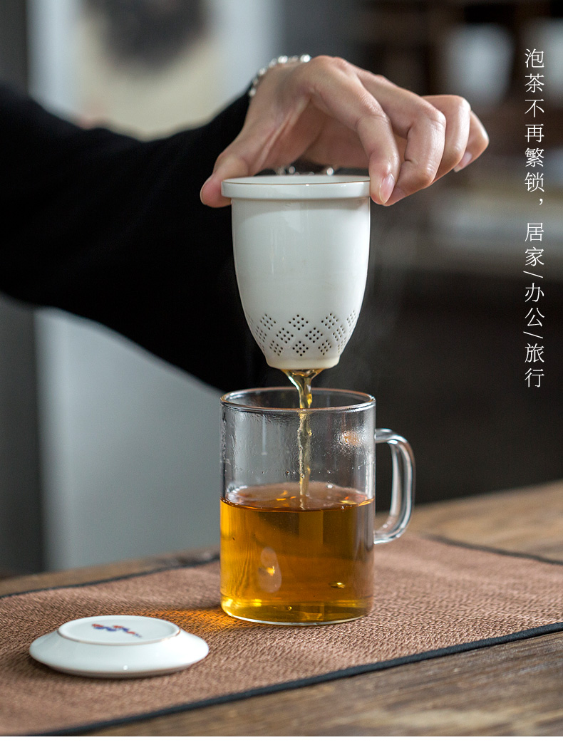 Tang s heat - resistant glass ceramic cups bladder mark cup with cover household glass filter glass office