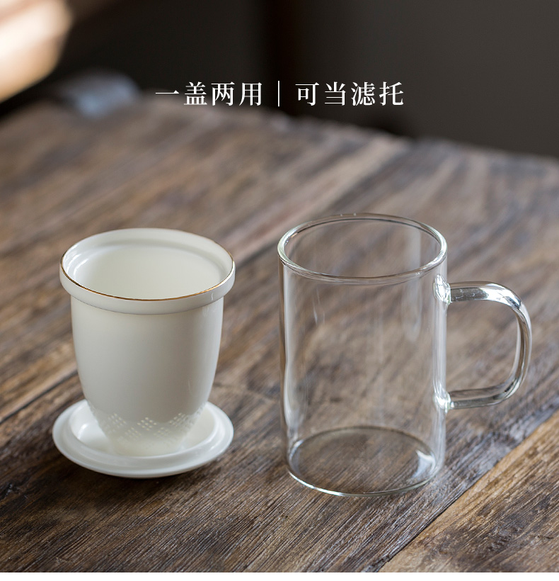 Tang s heat - resistant glass ceramic cups bladder mark cup with cover household glass filter glass office
