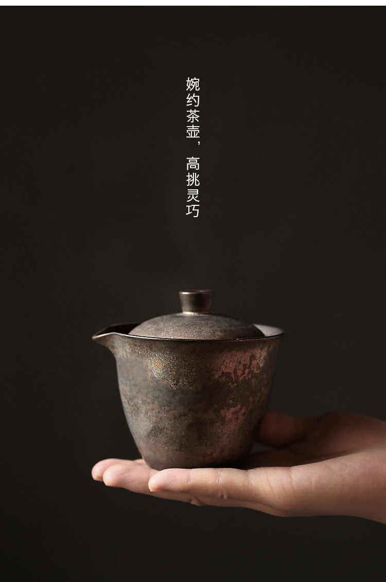 Tang, hold hand by hand pot of rust three to make tea tureen exchanger with the ceramics glaze kung fu tea tea tureen tea bowl